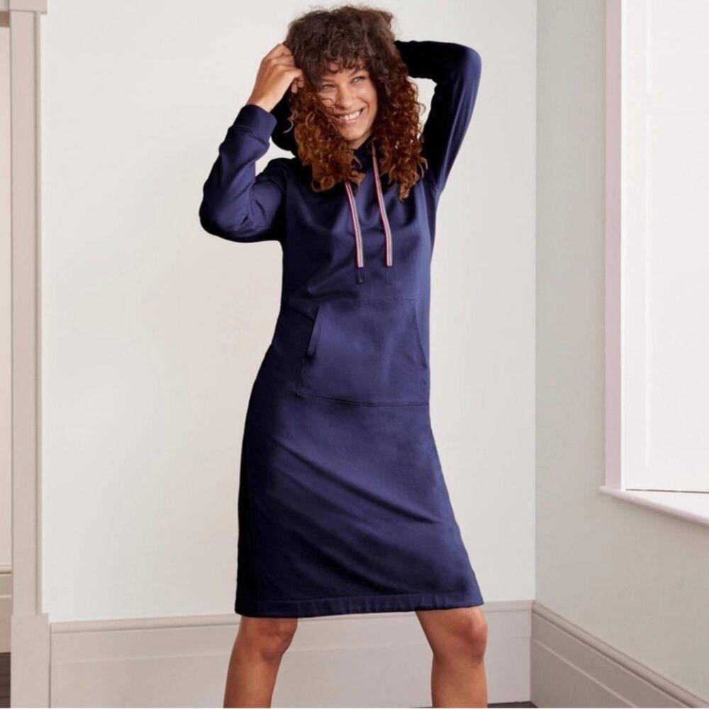 BODEN Oriel Sweatshirt Hoodie Dress Navy Blue 2